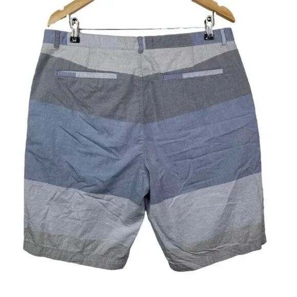 CALVIN KLEIN MEN'S BLUE‎ & GRAY FLAT FRONT STRIPED SHORTS 38-EUC - Picture 3 of 6